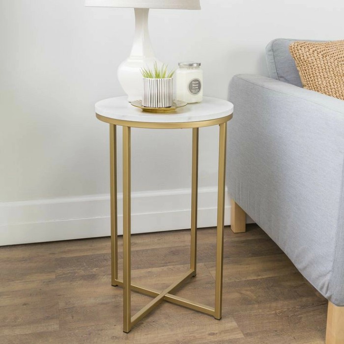 Meja pojok kecil marmer side table marmer
