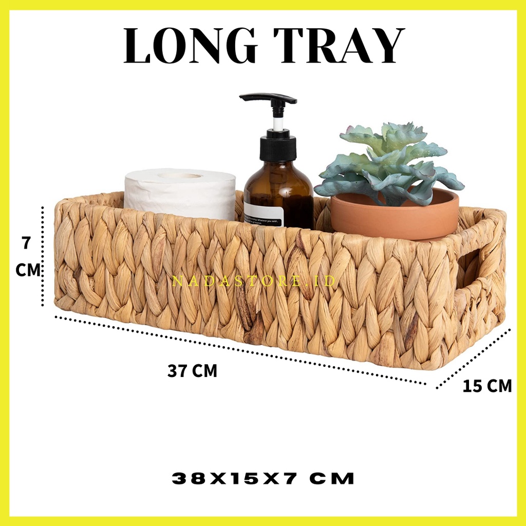 Napkin / Tray Panjang / Baki / Long Tray Anyaman Enceng Rangka Besi / Hampers box 37x15x7 cm