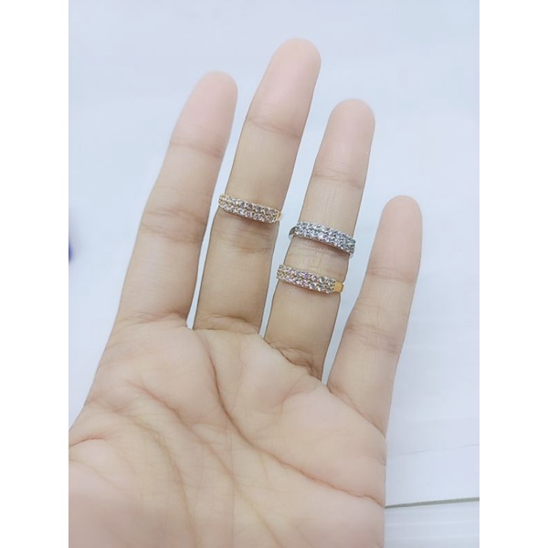 CINCIN LISTRING MP 2 BARIS  UKURAN TANGGUNG / CINCIN PERAK ASLI SILVER 925 LAPIS EMAS/ CINCIN FASHION WANITA TERBARU