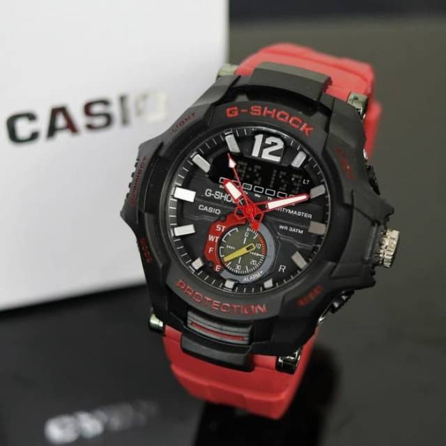 Jam Tangan Casio Gshock GR100 Jam Pria Water Resist Renang - Hitam tali Merah