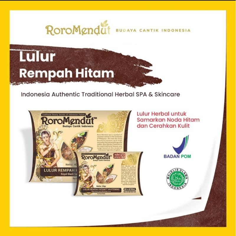 Lulur Rempah Hitam Whitening Roro Mendut