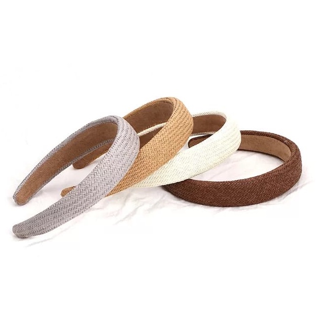 PREMIUM Bando Korea 3.3cm - Bando Rotan Tenun Jerami - Bandana Busa Bandana Lebar Hand Woven Sponge Headband