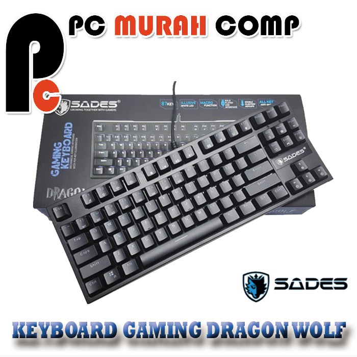 Keyboard Gaming Sades Dragon Wolf TKL White LED Cherry MX Mechanical