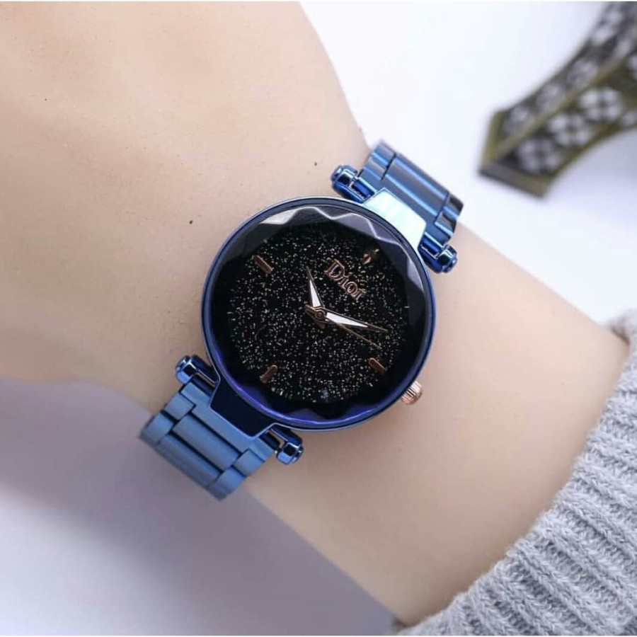 WBS ✅COD JAM TANGAN WANITA ANALOG RANTAI GROSIR MURAH MAGNET KOREA FASHION COUPLE PRIA RB002-BIRU