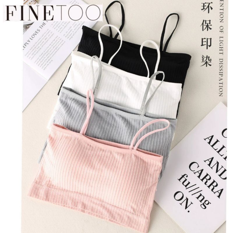 FINETOO FT01 Sport Bra + Busa Tanpa Kawat Model Kemben Tali Kecil Push Up Gym Fitness Jogging Yoga Pakaian Dalam