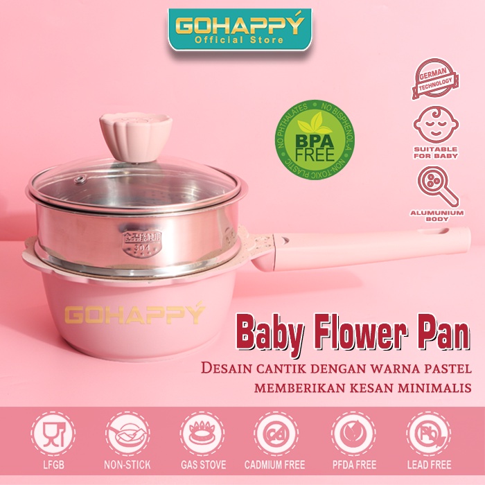 Panci Bayi Black Flower Pan Baby Flower Pan- Panci Mpasi -susu fry pan frypan mini marble Keramik