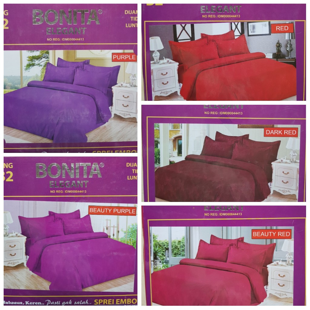 RC Sprei Bonita Polos Embos Ukuran King 180x200 Warna Lengkap