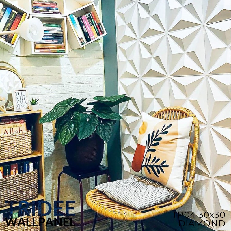 TRIDEE WALLPANEL 30x30 CM | WALLPAPER DINDING DEKORASI | WALL PANEL 3D DINDING PVC-3