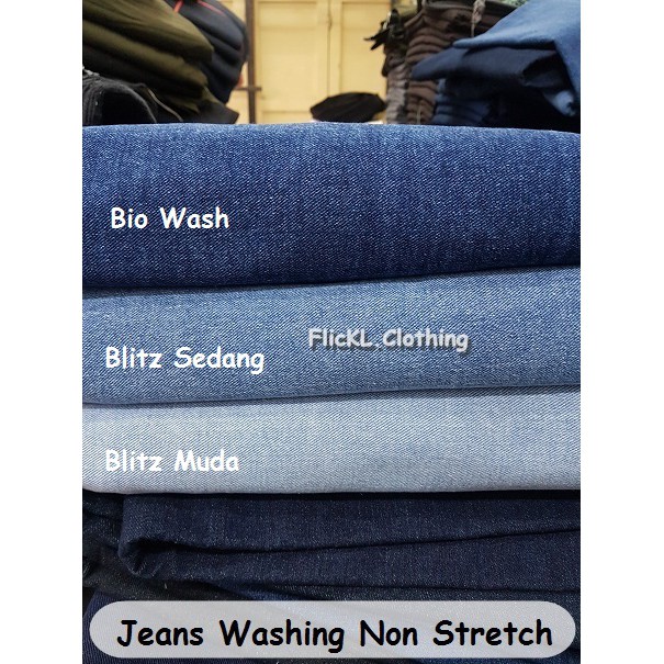 Bahan Kain Jeans Wash Non Stretch  Denim Wash Denim Washing Jeans Washing Tidak Melar Ukuran 1.25 M