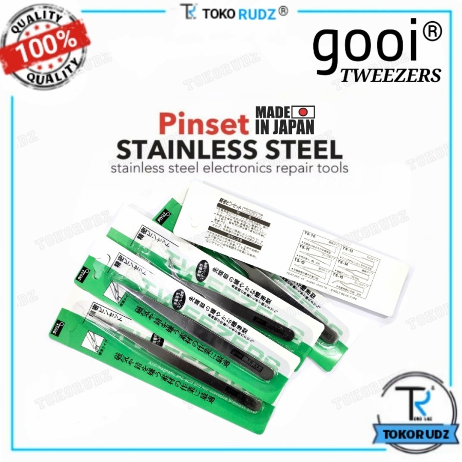 Pinset Lurus Bengkok Lancip Anti Karat Tweezer Stainless Steel GOOI