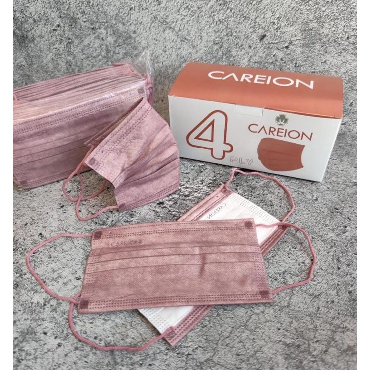 SHRIMPINK 4PLY CAREION EMBOS 50 PC - MASKER MEDIS 4PLY PREMIUM CAREION