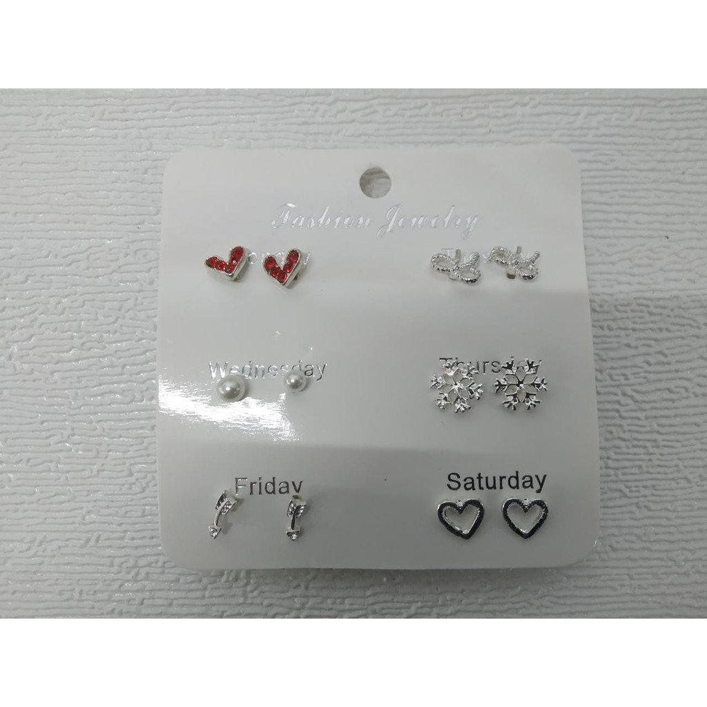 ❤️GTB❤️ A022 Anting Aksesoris Fashion Mutiara Earrings Wanita 6 Pasang Tusuk Simple GayaKorea import-2
