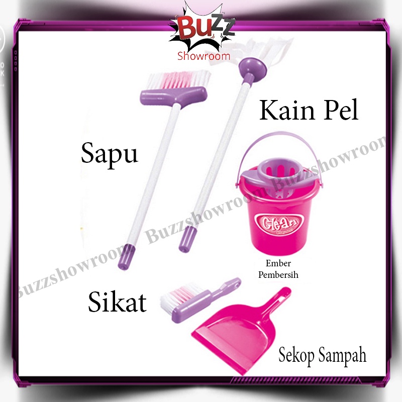 Cleaning Set Little Helper Mainan bersih anak Sapu Pel Sikat kantong