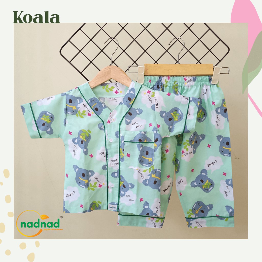 Piyama Piama Baju Tidur Bayi Pajamas Anak Balita Perempuan Laki laki Karakter One Set by Nadnad