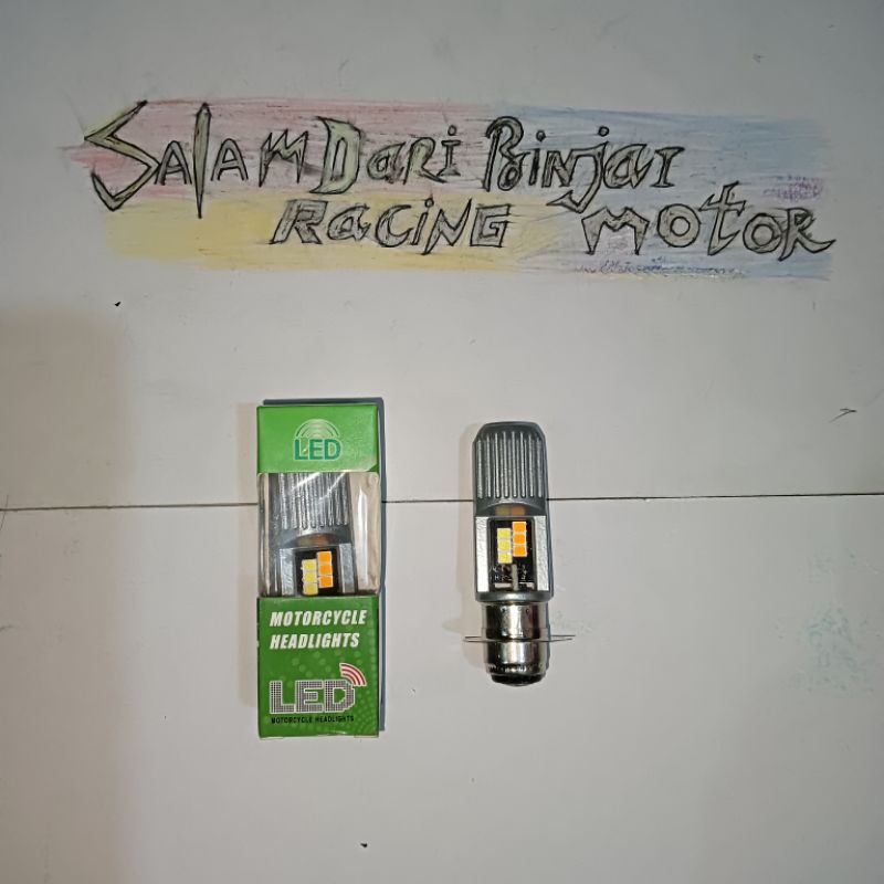 BOLA LAMPU DEPAN LED 2 TONE PUTIH KUNING MOTOR BEBEK GRAND SUPRA VARIO REVO BEAT MIO SUPRA X 125 JUP
