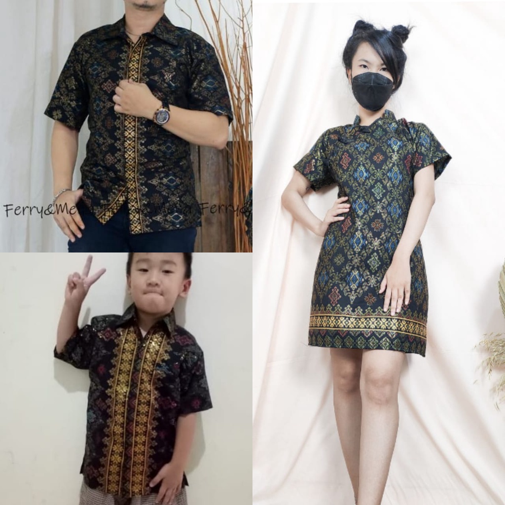 SB Collection Couple Family Midi Dress Khalida Cheongsham Dan Kemeja Ayah Anak Batik Pria