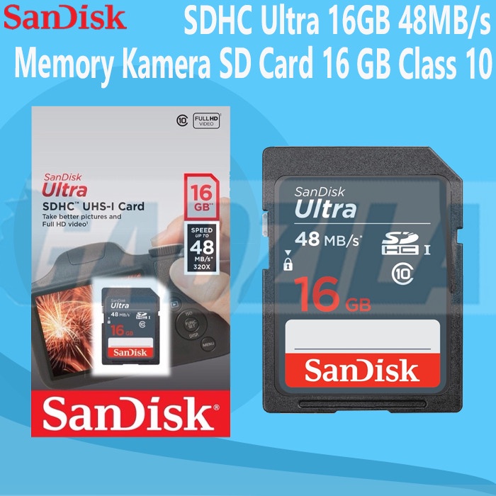 SDHC SD Card Sandisk Ultra 16GB 48mb/s Original 16 GB Memory Card DSLR SLR 48 mbps