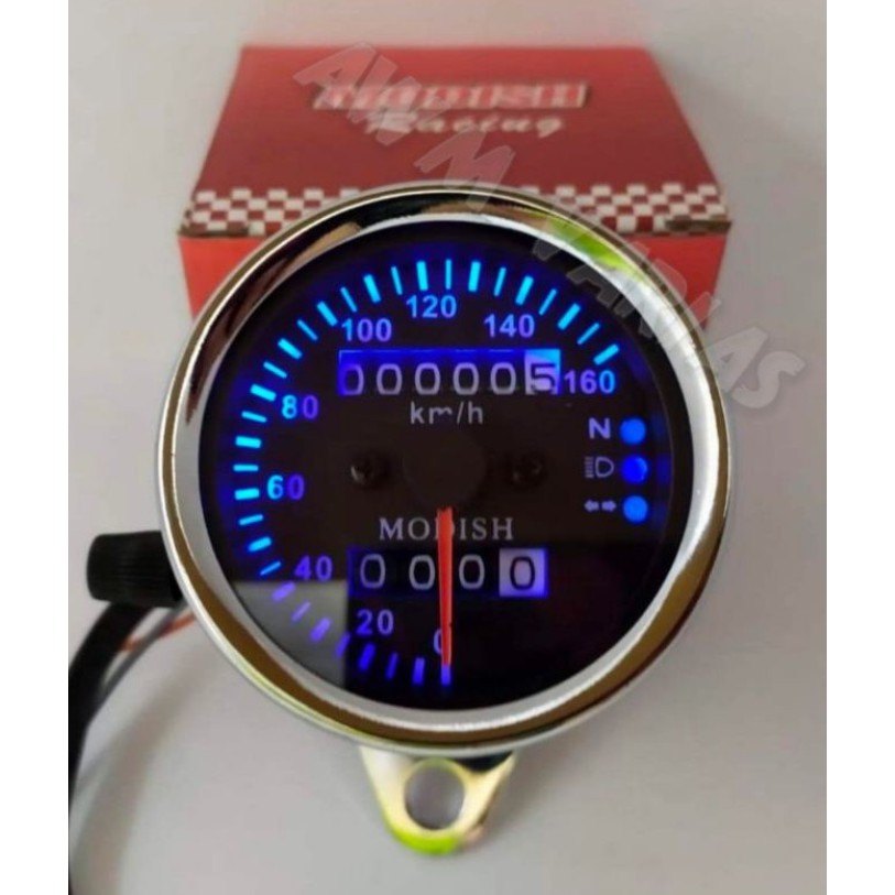 Speedometer bulat kilometer LED plus indikator sein motor universal