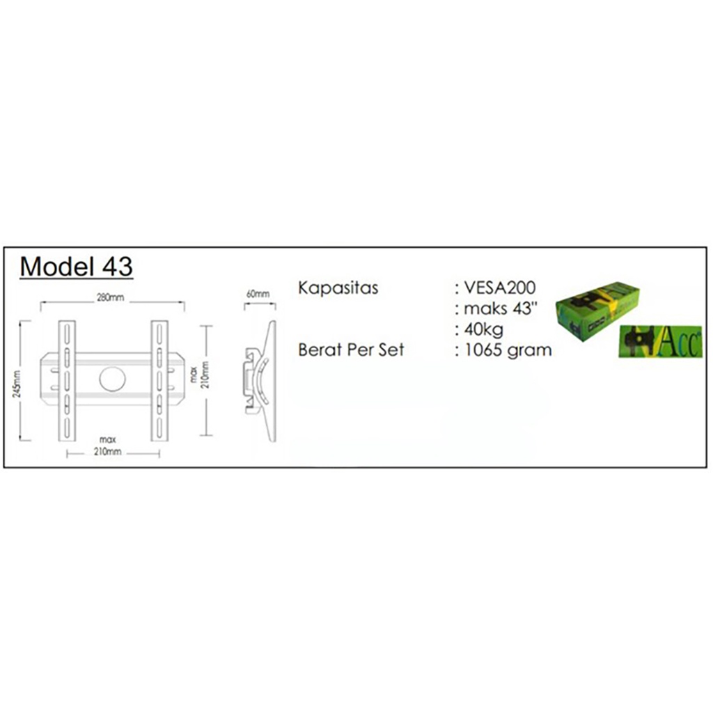 BRACKET TV ACC / BRAKET / BREKET LED LCD MONITOR 24 32 37 40 43 / 24&quot; - 32&quot; - 37&quot; - 40&quot; - 43&quot;