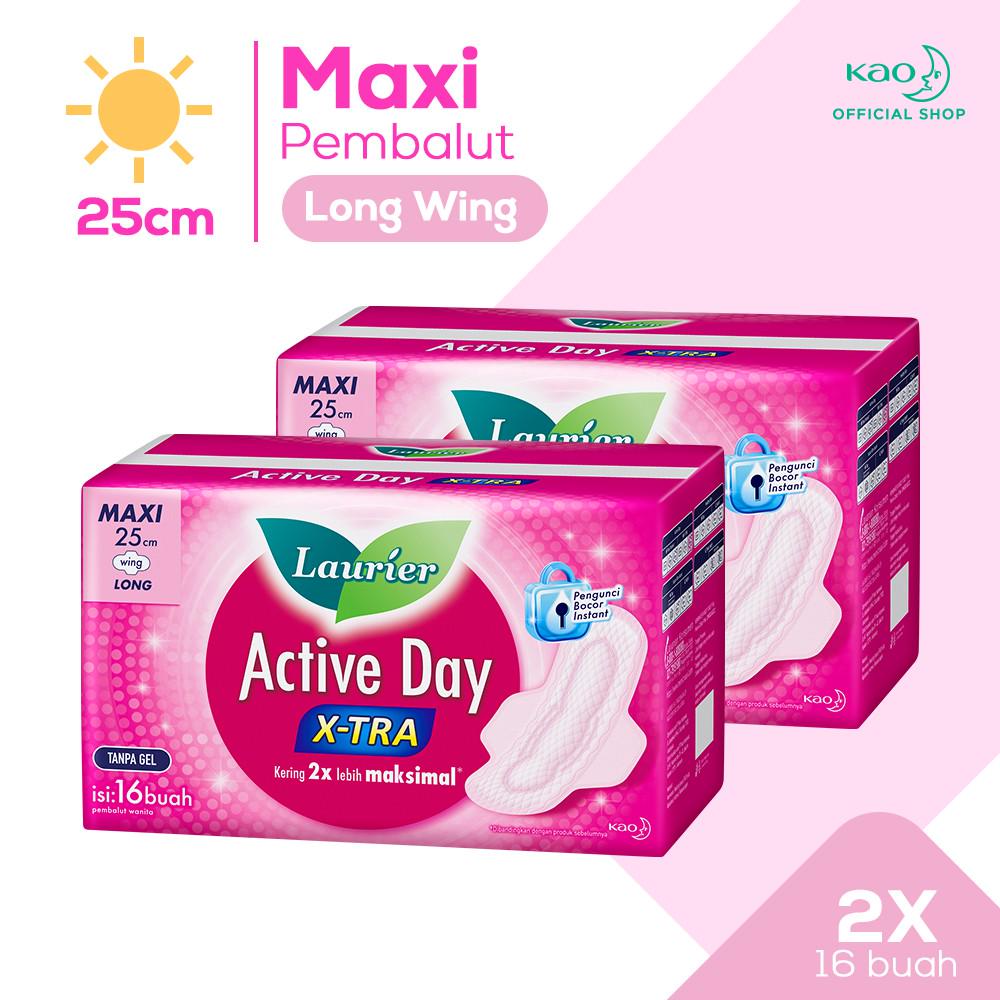 Promo Harga Laurier Active Day X-TRA Long Wing 25cm 16 pcs - Shopee