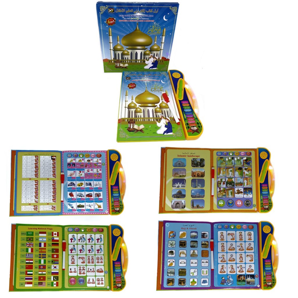 Mainan Edukasi Anak Buku Pintar Elektronik E-book 4 Bahasa Indonesia,English,Arab,Mandarin + Lampu (JJ03)-0