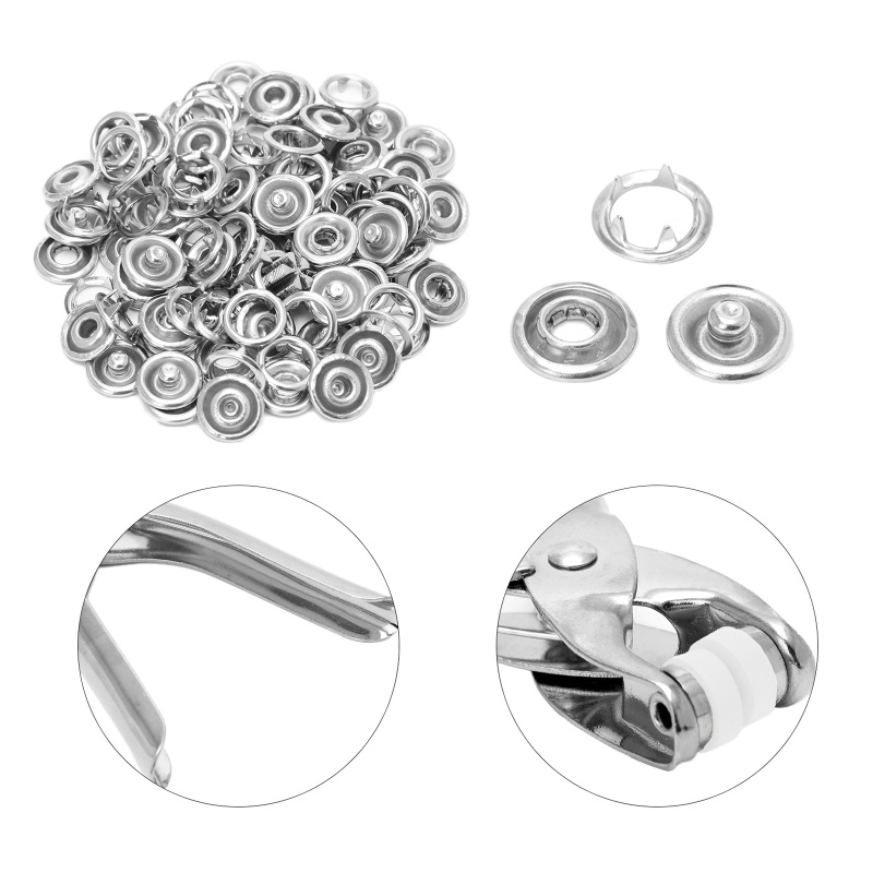 Mary 100Pcs Ring Snap Metal 9.5mm