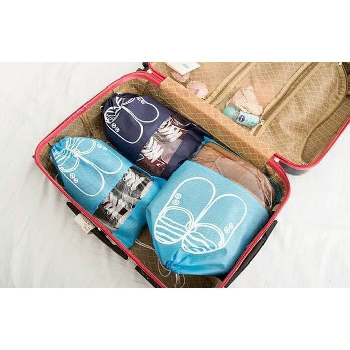 Tas Sepatu Serut Simpel - Tas Traveling Serbaguna - Tas Penyimpanan tahan Air - Pouch Organizer Bag