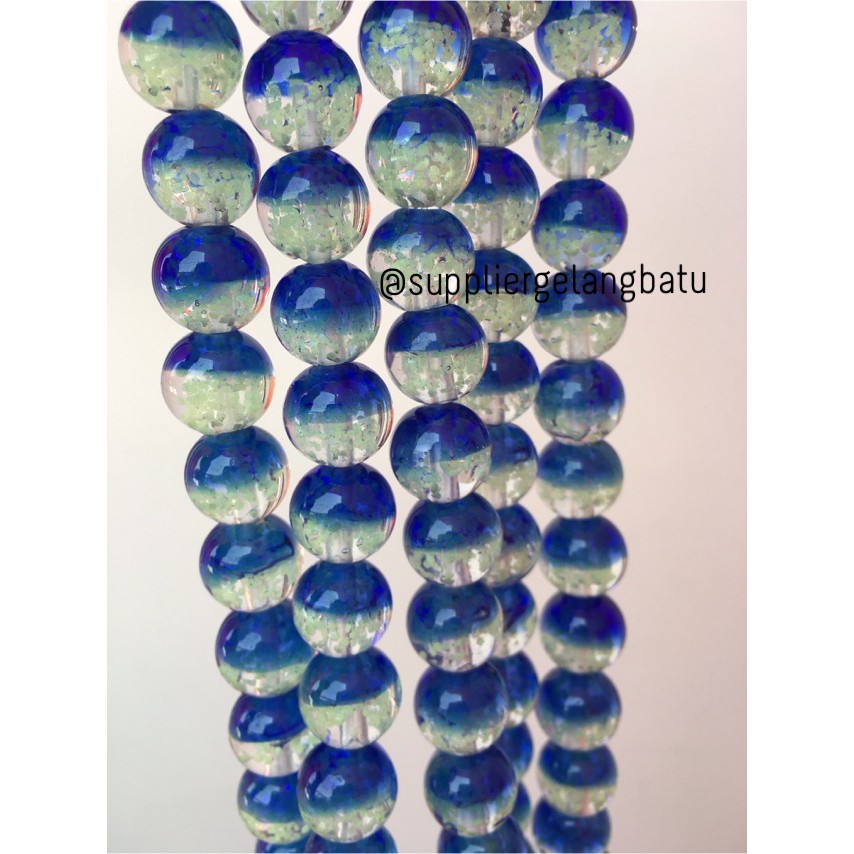 Manik Kristal Biru Tua 12mm Glow In The Dark Fosfor Premium Cantik aksesoris craft beads supplier