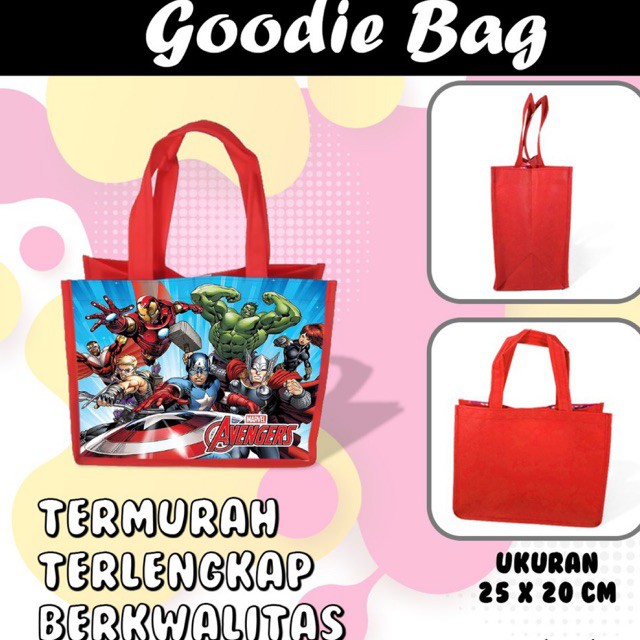 

Tas Ultah Avengers Marvel Goodie Bag Souvenir Ulang Tahun Kartun Murah Custom Nama Aqiqah Parcel