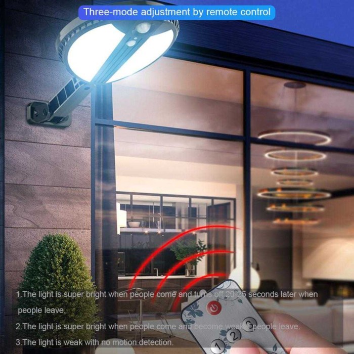 Lampu Dinding Taman Solar Panel Sensor Gerak PIR 70 LED dengan Remote