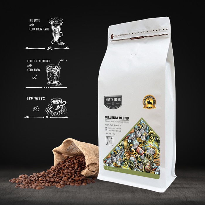 

kopi-biji- kopi biji cold brew coffee concentrate millenia blend - 1kg northsider - biji kopi -biji-