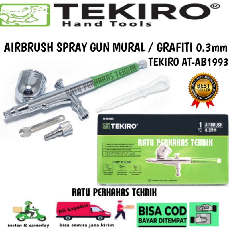 TEKIRO Air Brush Kit Paint Spray Gun Lukis Spet Air Pen Brush 0.3 mm AT-AB1993 Airbrush FIX Original