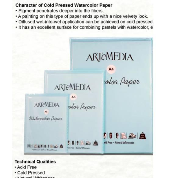 

Grosir HCJ8B Artemedia watercolor paper A6/A5/A4 200gsm 12 sheets 92 Produk Keren