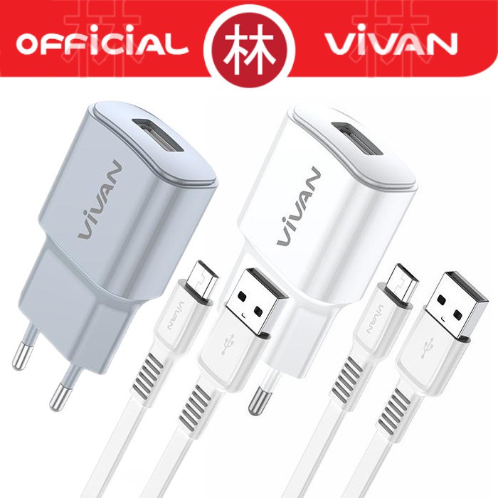 Vivan Power Oval II 2A Single Output With Data Cable Micro USB Charger