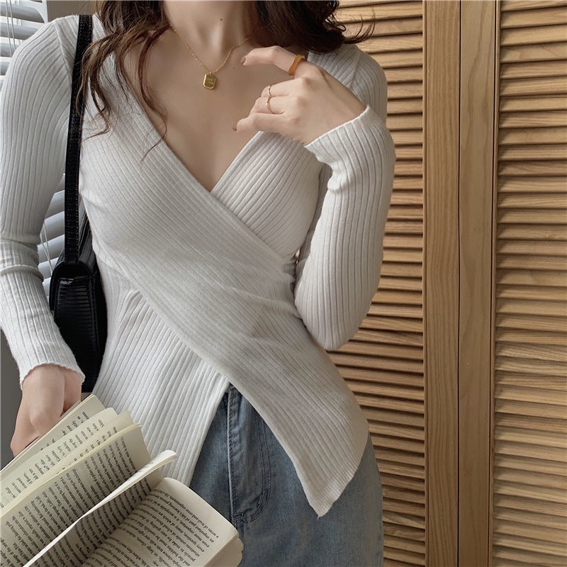 Knitwear Blouse Import Wanita Lengan Panjang Wanita Vintage Sweater Rajut Wanita