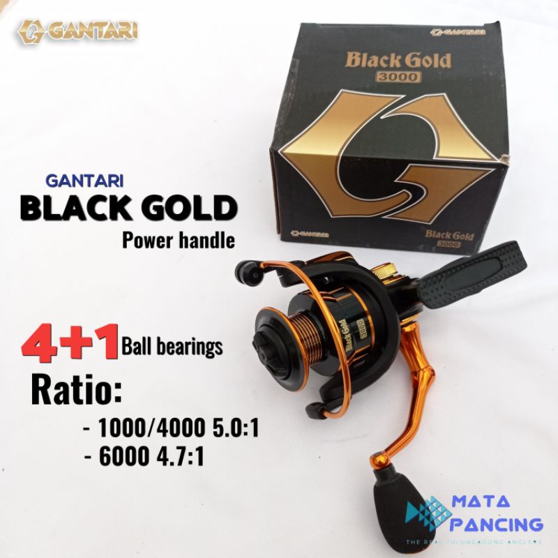 Reel gantari black gold power handle 1000 2000 3000 4000 6000 smooth rotation casting jigging spek screw in power handle