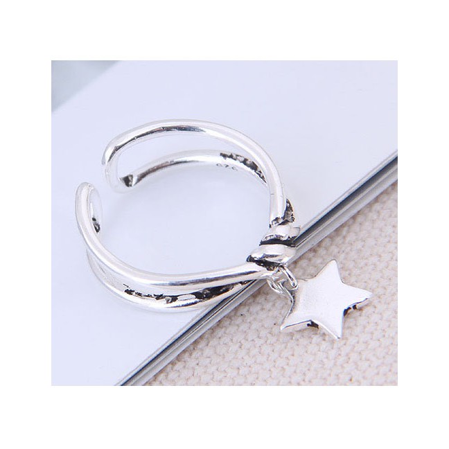 LRC Cincin Fashion Silver Pentagram Open Ring A59734