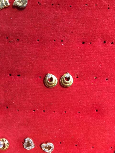 Anting duduk paku cucuk stud anak dan dewasa emas asli kadar 700 70% 22 1.1 - 1.3 satu g gr gram love kupu salib