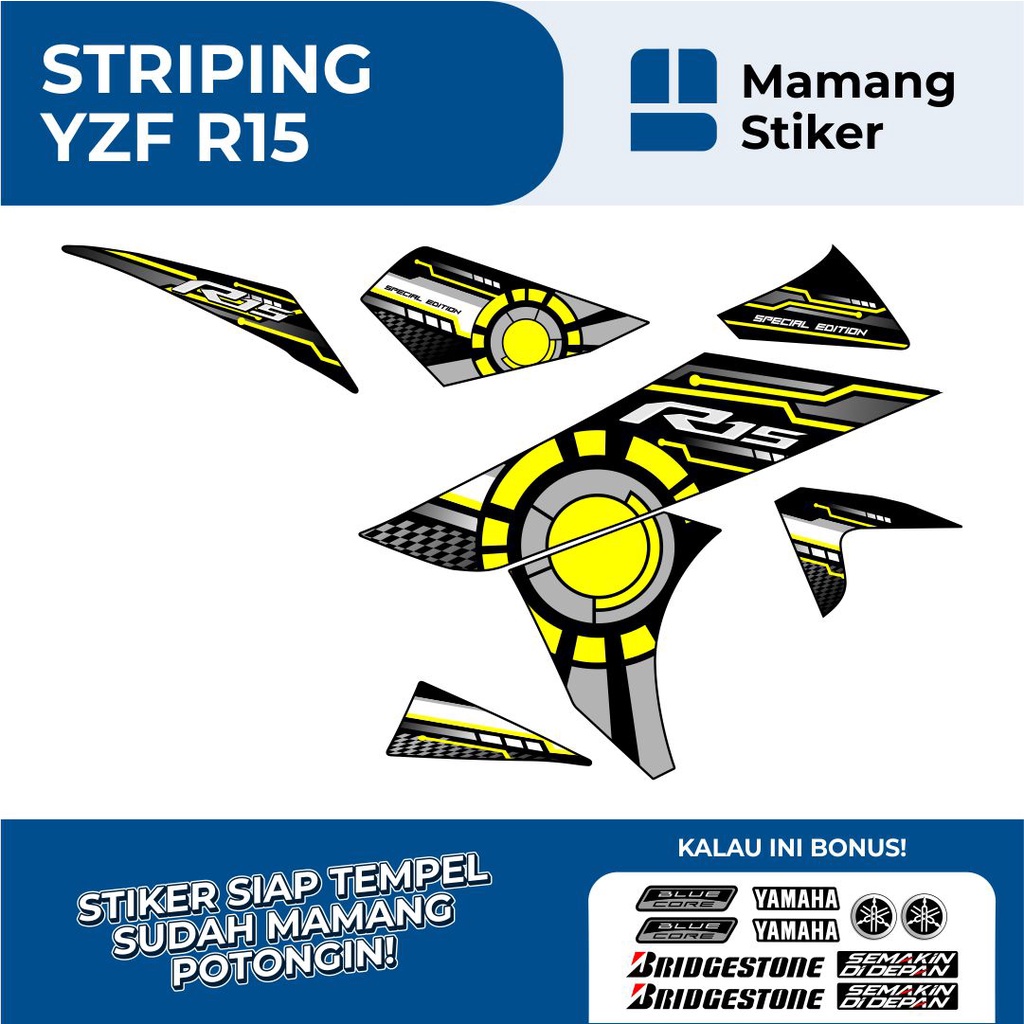 STRIPING YAHAMA R15 V2 SEMIFULLBODY GRAFIS (4) SIMPEL/STICKER MOTOR R15 LAMA SEMI FULL BODY/STIKER R