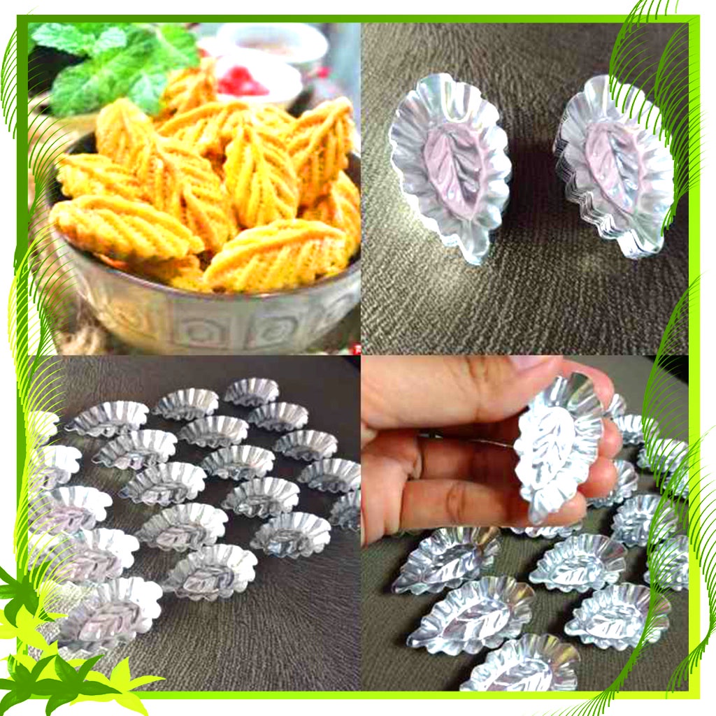 Cetakan Nastar Daun / Cetakan Kue Nastar Motif Daun Aluminium Isi 20 Pcs