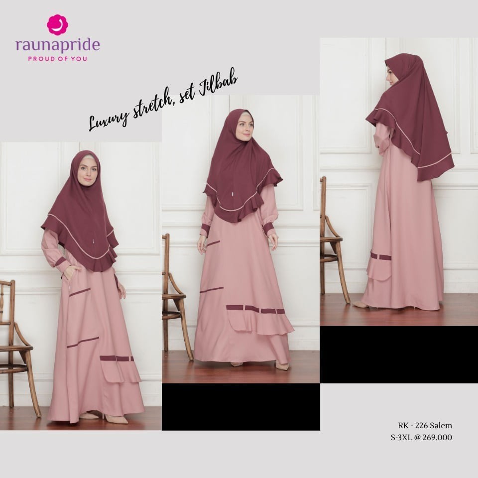 Gamis Rauna Set Jilbab / RK - 226, 227,228,229/ Fashion Muslim