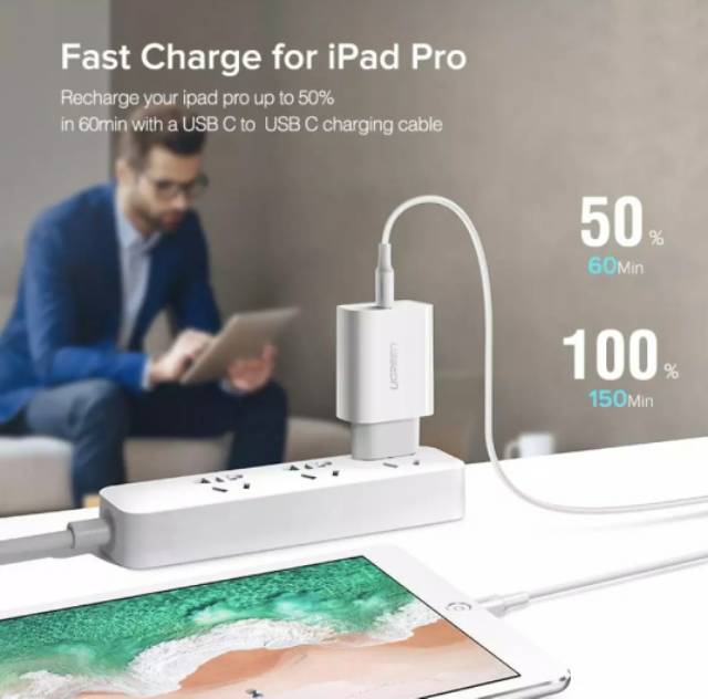 Ugreen Charger 20W PD Fast Charger + Kabel USB C to C Android Bukan iPhone