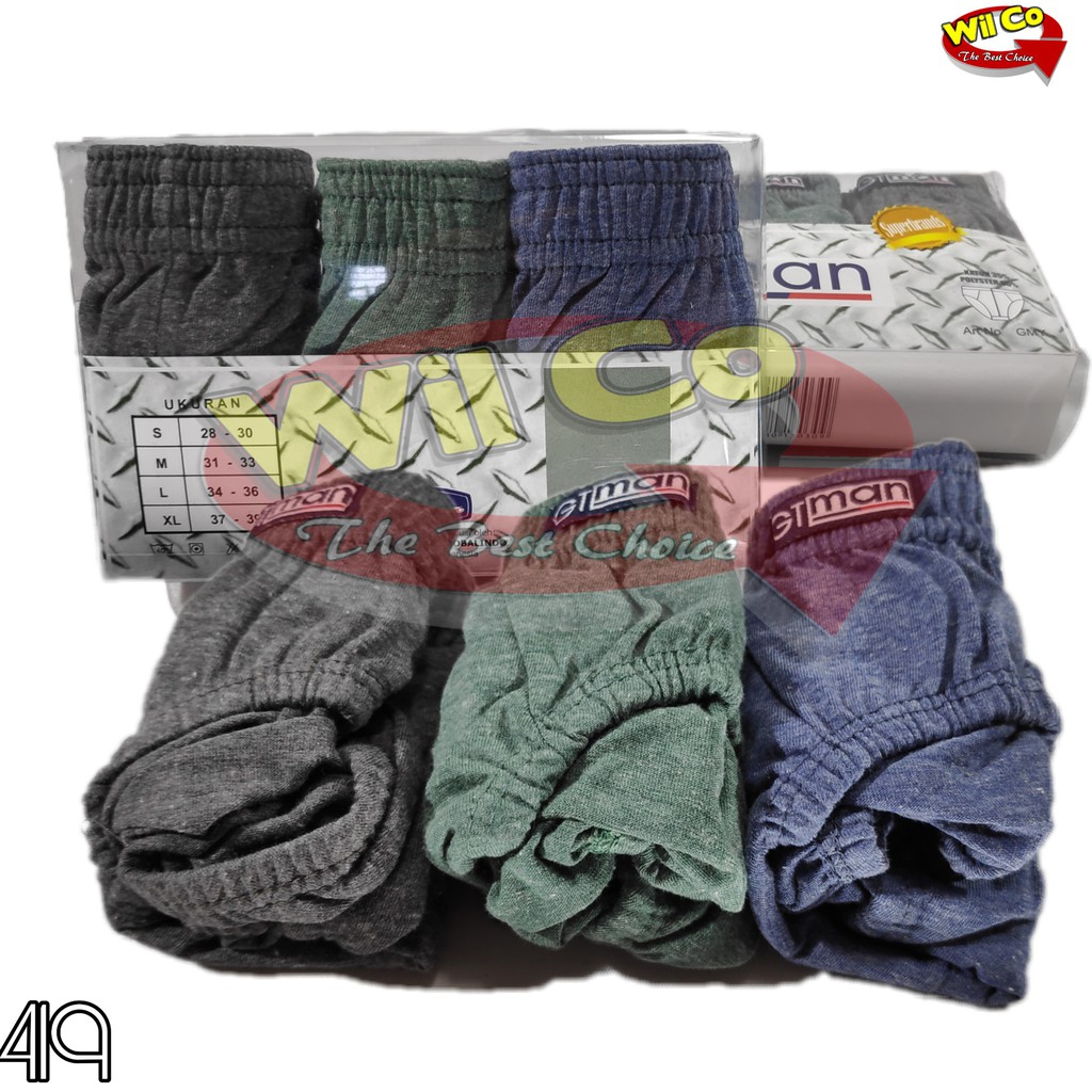 K419T - (DIJUAL PER 1 BOX ISI 3 Pcs) CELANA DALAM PRIA GT MAN GMY SIZE M - XL