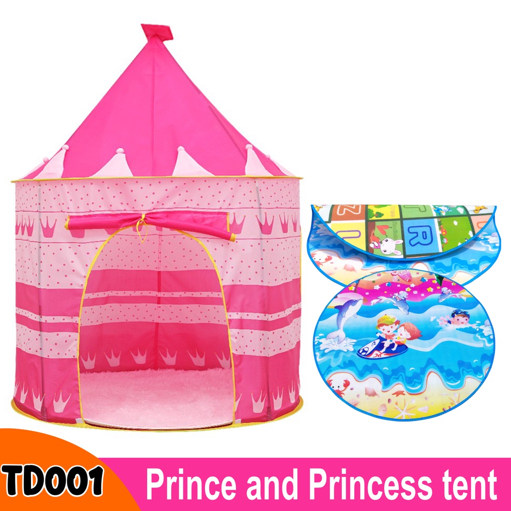 Tenda + Alas Anak Lucu Portable Modern Tenda Main Segitiga Castle Outdoor WD