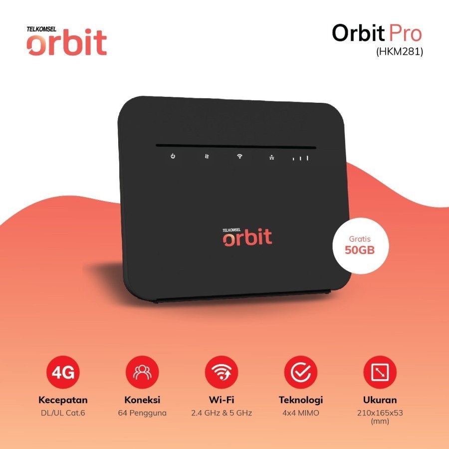 HKM281 Telkomsel Orbit PRO High Speed Cat 6 dual Band UNLOCK Free 50Gb