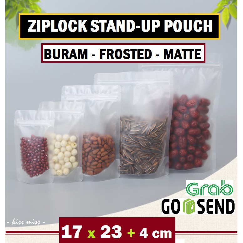 BURAM - Standing Pouch 17x23cm - Ziplock - Kemasan Snack Kopi - Plastik - Frosted