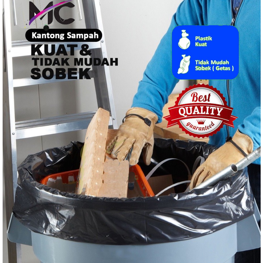 Kantong Plastik Sampah Besar Jumbo Kresek Tong Hitam Tebal Kuat Anti Bocor Poly Bag Trash Bag Praktis Murah