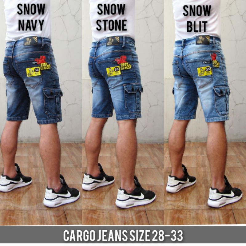 Celana Pendek Jeans Kargo Cargo Jeans terbaru Fashion Pria Original Celana Pendek Pria Jeans Model Cargo / Clana Short Pants Denim Cowok Premium 28 33