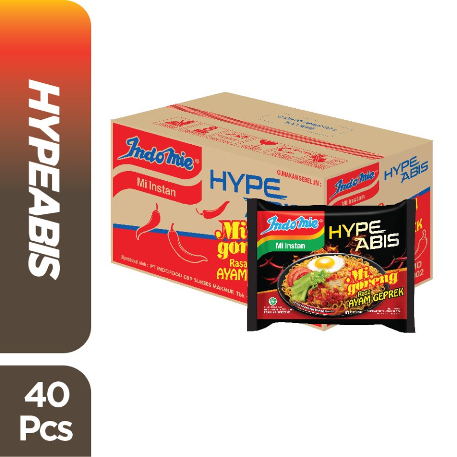 INDOMIE GORENG AYAM GEPREK HYPEABIS 85GR 1 DUS ISI 40 FRIED NOODLE