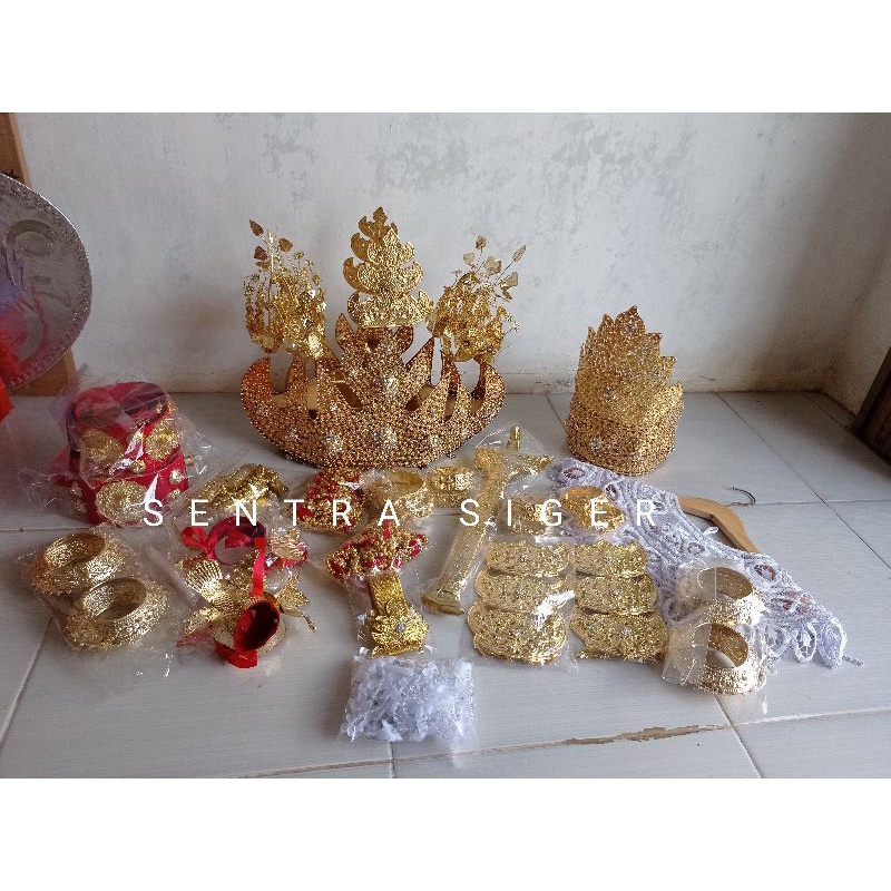 SET Lengkap Siger Chrome Lapis Emas Adat Lampung Pepadun